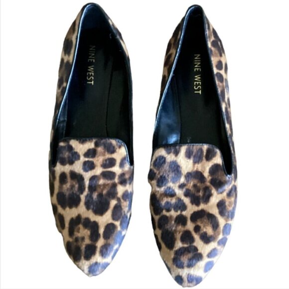 Nine West Haydyn Animal Leopard Print Almond Toe Flats 8.5M #122Q - Picture 2 of 8